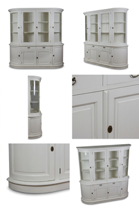 Vitrina Curva de Madera Maciza Ecológica y Duradera Daniel, Diseño Clásico Elegante, Acabado Blanco Natural para Salas de Estar - Product Image 6