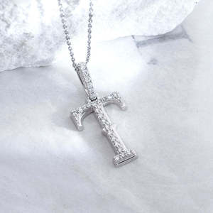 Personalized Alphabet T Pendant Necklace High End Moissanite Jewelry Initial T Necklace Wholesale 925 <b>Silver</b> Moissanite Jewelry - Product Image 1