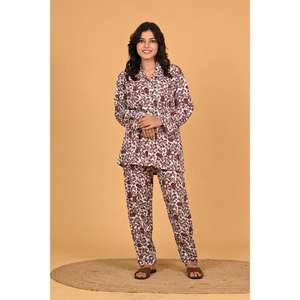 Ensemble de pyjama en crêpe poly pour femmes, imprimé, confortable, pour la nuit - Product Image 2