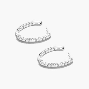 Premium Quality 925 <b>Silver</b> Hoop Earrings With Sparkling Moissanite Diamond Round Cut Hoop Earrings For Women - Product Image 5