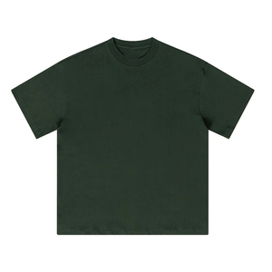Camiseta de Manga Corta para Hombre, Color Verde Oscuro, Corte Regular, 100% Algodón Jersey, Cuello Redondo, Color Sólido, Estilo Casual - Product Image 1