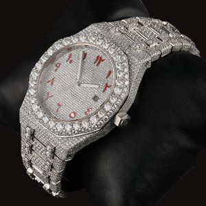 Nouvelle montre de luxe en moissanite au design tendance pour couples, ensemble de montres-bracelets assorties avec montre hip-hop personnalisée brillante - Product Image 2