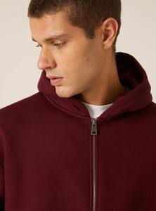 Sweat-shirt à capuche zippé personnalisé pour homme, en molleton oversize, couleur bordeaux, vente en gros, fabricant - Product Image 6