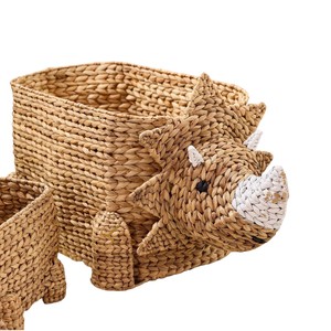 <b>Large</b> Cute Dinosaur Shaped Water Hyacinth <b>Basket</b> Woven Decorative Toy <b>Storage</b> Bin Kids Dino Clothes Hamper Boho - Product Image 1