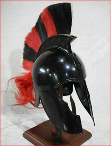 Casco Corintio Griego Medieval de Troya con Pluma Negra, Casco de Caballero Espartano - Product Image 3