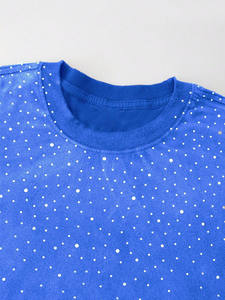 Camiseta de lujo con pedrería para hombre, estilo urbano, oversize, brillante, de manga corta, cuello redondo, OEM - Product Image 2