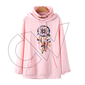 เสื้อฮู้ดผู้หญิงทรงโอเวอร์ไซส์ ผ้าฟลีซเนื้อนุ่ม สีชมพูล้วน ผลิตจากผ้าฝ้ายถัก ระบายอากาศได้ดี แห้งเร็ว คุณภาพดีจาก Carewear Sports - Product Image 1