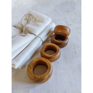 Juego de Anillos para Servilletas de Madera Decorativos, Hechos a Mano, Accesorio Rústico para Mesa, para Cenas Festivas, Bodas y Celebraciones - Product Image 1