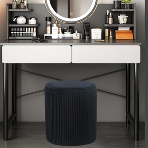 Banc ottoman rond moderne en velours pour chambre, hôtel, salon - Repose-pieds, pouf de coiffeuse et ottoman de rangement J N Crafts POU-1 - Product Image 2