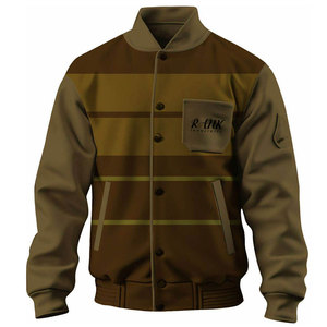 Chaqueta de Invierno para Hombre, Estilo Letterman, con Cuello Alto, Logotipo Frontal Personalizable, de Forro Polar Ecológico, en Oferta - Product Image 1