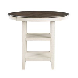 Set da Pranzo 5 Pezzi in Finitura Bianco Antico e Marrone, Tavolo Alto con Ripiani Integrati e 4 Sedie per Sala da Pranzo - Product Image 5