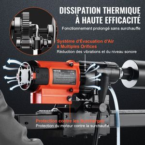 Trapano carotatore diamantato da 8 pollici per calcestruzzo, a umido/a secco, con supporto, velocità 750 RPM, filettatura 1-1/4\" e 5/8\", con funzione di sollevamento - Product Image 5