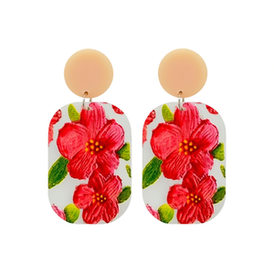Pendientes pintados con motivos florales y tachuelas color melocotón para mujer, joyería de moda 47160-54 - Product Image 1