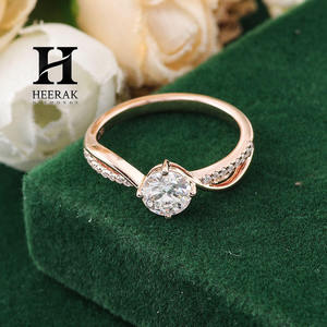 Anillo de Compromiso de Lujo con Diamante Cultivado en Laboratorio de Corte Brillante Redondo de 1ct 2ct, Anillo de Diamantes con Diseño Infinito en Oro Rosa de 14K 18K para Mujer - Product Image 3