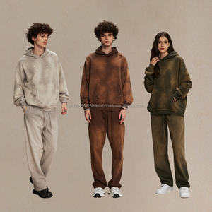 Sudadera con Capucha Unisex Extra Grande de Felpa Gruesa de 450 GSM, Teñida con Spray, Estilo Vintage Desgastado - Product Image 3