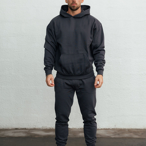 High Quality 240g No <b>Strings</b> Blank Fleece Drop Shoulder Pocket Autumn Men Cotton Pullover <b>Hoodies</b> Wholesale Custom Printing - Product Image 6