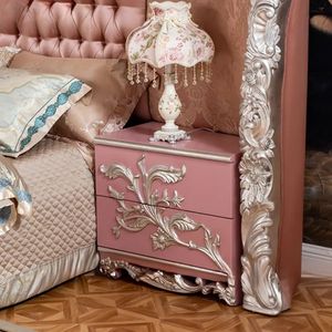 Offre Spéciale : Ensemble de Chambre Luxe Classique Mandarin Oriental Rose Sculpté, Lit Capitonnée Rembourré, Mobilier Royal Élégant - Product Image 2
