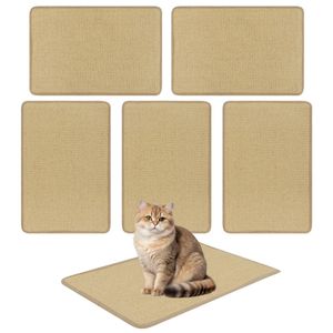 Set di 6 Tappetini Antiscivolo per Gatti in Sisal Naturale 24x16 Pollici con Base in Lattice, Protezione per Mobili, 6 Tiragraffi per Gatti - Product Image 1