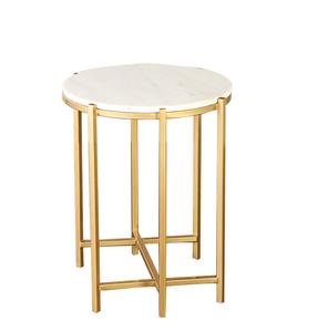 Mesa Consola Redonda Moderna con Tapa de Mármol y Patas de Latón, Mueble Decorativo para Sala de Estar - Product Image 2