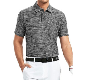 Polo en maille à manches courtes pour homme de haute qualité, gris uni, séchage rapide, style golf, coupe classique - Product Image 1