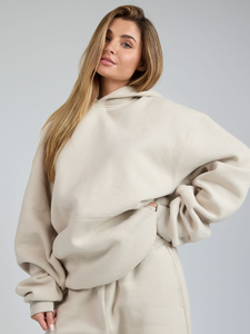 ผู้ผลิตจากปากีสถาน ชุดวอร์มลำลองมีฮู้ดสำหรับผู้หญิงและผู้ชายไซส์ใหญ่ ฤดูหนาว ปี 2024 ชุดเซ็ตสเวตสูทแบบยูนิเซ็กซ์ ผ้าฝ้ายแท้ 100% สีพื้น - Product Image 5