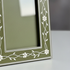 Handcrafted Sage Green Bone Inlay Photo <b>Frame</b> with Floral Vine Design – Luxury Decorative Picture <b>Frame</b> for Home & Office Decor - Product Image 5