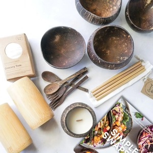 Ensemble de bols à noix de coco authentiques du Vietnam faits à la main de haute qualité cuillère vintage de taille personnalisée Design durable créatif - Product Image 2