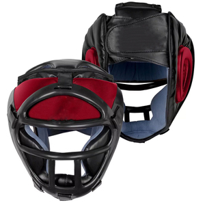 Protège-tête en cuir de vachette respirant personnalisé de haute qualité avec logo, élégant pour le sport, la boxe, le MMA, l'entraînement, équipement de protection avec fermeture auto-agrippante - Product Image 1