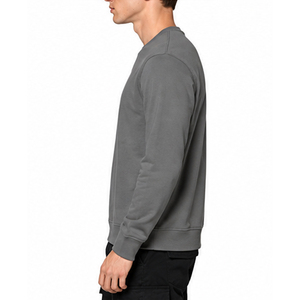 Sweat-shirt gris à col rond pour homme, 100 % coton tricoté, coupe classique, couleur unie, pull décontracté, style automne 2026, vente en gros - Product Image 6