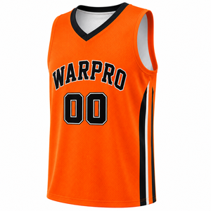 Camiseta de Baloncesto Warpro Naranja con Cuello en V, Sin Mangas, Malla Transpirable, Unisex, para Adultos, con Número 00 Serigrafiado - Product Image 2