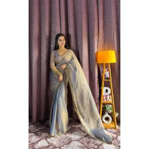 ชุดส่าหรีลูกปัดสำหรับงานปาร์ตี้ชุดราตรีดีไซน์สวยสง่า - Product Image 4