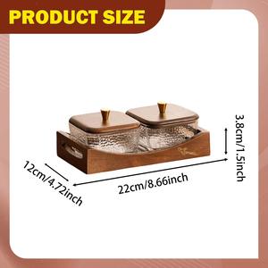 Ensemble de plats de service tendance pour fruits secs de Noël, 2 bols en verre martelé, organisateur d'épices avec base en bois naturel pour les dîners festifs - Product Image 2