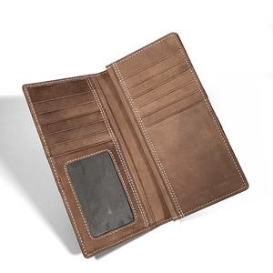 Cartera Larga de Cuero Encerado Genuino Castello Hecha a Mano, de Alta Calidad, con Cierre Abierto Disponible en Negro, Borgoña y Verde Poliéster - Product Image 3