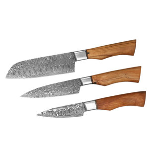 Ensemble de couteaux de chef en acier de Damas avec étui en cuir, outils de cuisine polyvalents pour préparer la viande, les légumes et les fruits - Product Image 4