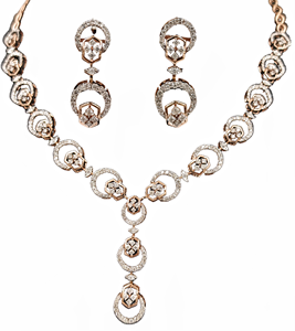 Women's Natural Diamond Necklace Set 282 Diamonds <b>Rhodium</b> Plated <b>Earrings</b> 14 Karat White/Yellow Gold IGI Certified Brilliant Cut - Product Image 1