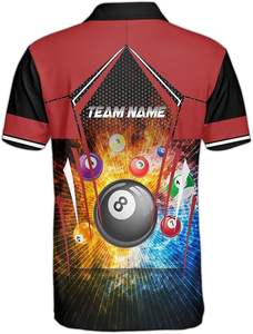 Maillot de billard personnalisé grande taille pour hommes, imprimé par sublimation, séchage rapide et respirant, pour joueurs de snooker et de pool - Product Image 6