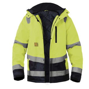Chaqueta de Trabajo Reflectante de Alta Visibilidad para Hombre, Chaqueta de Seguridad de Poliéster con Capucha y Rayas para Trabajadores - Product Image 1