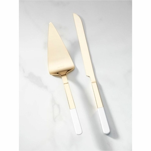 Ensemble de luxe pour gâteau de mariage : Couteau et spatule en acier inoxydable doré avec incrustation de nacre, vente en gros pour la préparation de gâteaux de fête - Product Image 6