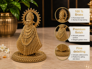 Ídolo Khatu Shyam de Latón Puro Chapado en Plata de Jaipur Metals |   Estatua hindú 100% de latón |   4 x 6.8 x 6 cm |   59 g |   Pooja y Regalo - Product Image 2