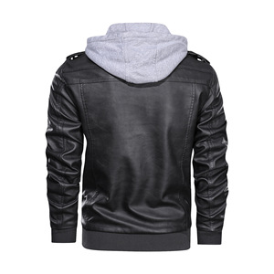 เสื้อแจ็คเก็ตบอมเบอร์หนังเทียม PU แบบซิปสำหรับผู้ชาย ปกคอพับได้ สไตล์ลำลอง กันน้ำ กันลม แบบกลับด้านได้ รุ่น 2027 - Product Image 6