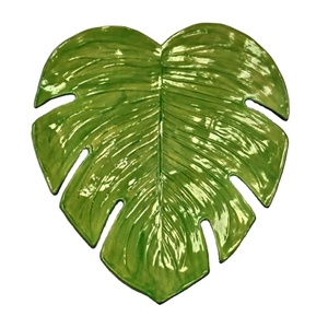 Green Enamel Leaf <b>Tray</b> For Parties Decorative <b>Trays</b> & Dish Food Grade Sustainable Dishwashr Safe <b>Large</b> Leaf Dish Event Supplies - Product Image 1