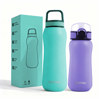Bouteille d'eau en acier inoxydable à double paroi en forme de gourde de 350 ml et 500 ml avec différents couvercles