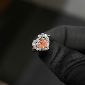Bague halo en or 14 carats avec diamant rose intense fantaisie de 2 carats en forme de cœur, cultivé en laboratoire, certifié IGI, qualité VVS2 - Product Image 6