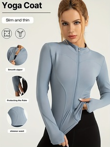 Veste de yoga ajustée pour femme, manches longues, fermeture éclair intégrale, pour la gym, le fitness, la course à pied, vêtements de sport, logo personnalisé, OEM, ODM, marque privée, vente en gros - Product Image 3