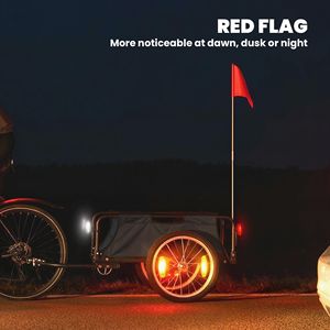 Carrello Rimorchio Bici con Ruote Pneumatiche da 16 Pollici a Sgancio Rapido, Cerchi in Alluminio, Bandiera Rossa, Grigio - Rimorchio Utilitario per Bici - Product Image 6