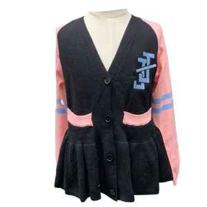 Suéter Cárdigan Peplum para Mujer, Cuello en V con Botones, Manga en Contraste, Estilo Casual para Otoño e Invierno - Product Image 1