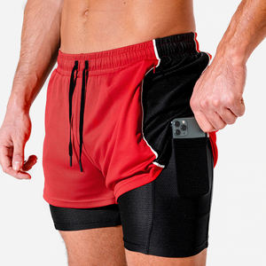 Shorts d'entraînement et de course 2-en-1 pour hommes en maille respirante avec empiècements, idéaux pour l'été et la musculation - OEM - Product Image 5