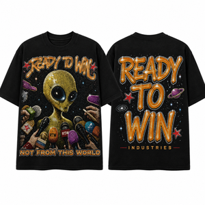 T-shirt surdimensionné à imprimé Alien pour homme, manches courtes, style streetwear, col rond, design avec strass scintillants - Product Image 1