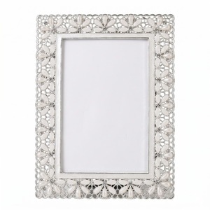 Elegant Silver Rectangular Photo <b>Frame</b> <b>with</b> Pearl and Crystal Floral Design Handmade Tabletop Decor - Product Image 2