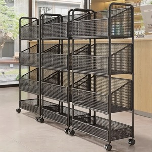 Étagère de rangement mobile robuste à 4 niveaux avec roulettes - Product Image 4